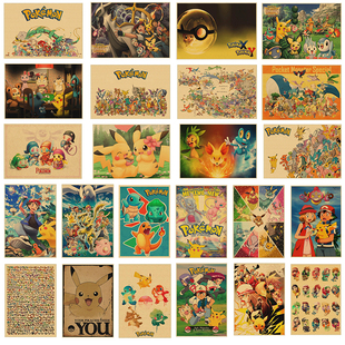 Pokemon Poster Child Bedroom Accessories Pikachu Canvas Pain