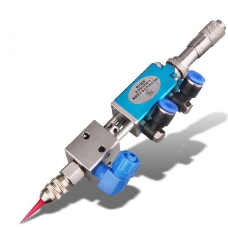 Pneumatic glue distribution valve UV micrometer thimble