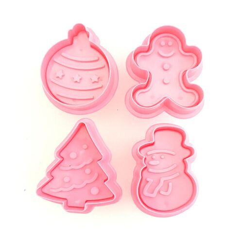 4Pcs/Set Christmas Cookie Stamp Biscuit Cutters Mold 3D Cook