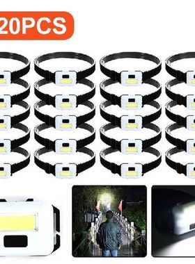 1-20pcs Mini COB LED Headlight Waterproof 3 Modes 10W