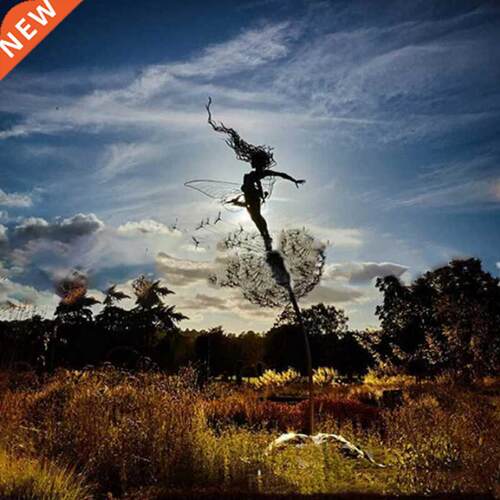 Garden Deco Fairies And Dandelions Dance Together Metal Lawn