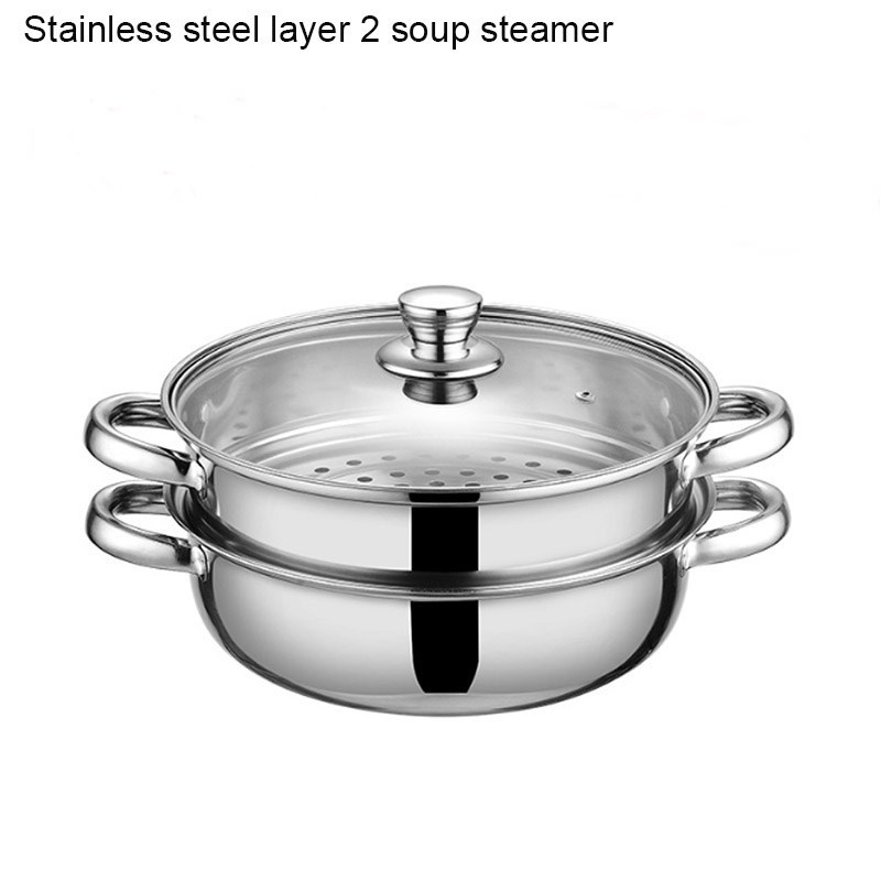 BORREY Stainless Steel Steamer Pot Soup Pot Steamer Basket D