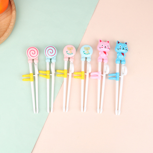 1Pair Chopsticks Plastic For Kids Cartoon Learning Chop