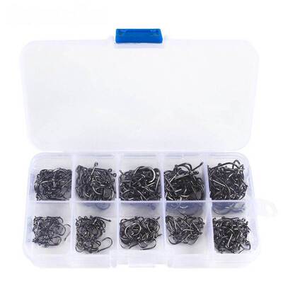1000-300pcs Fish Hook Barbed 3#-12# Fishhooks With Hole Jig
