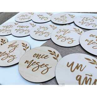 Spanish Milestone Discs Baby Milestones Wooden Markers Birth