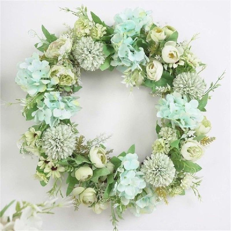 Artificial Peony Hydrangea Wreath Round Hanging Pendant