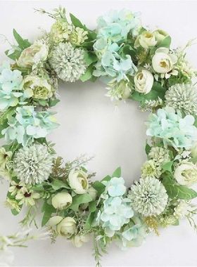 Artificial Peony Hydrangea Wreath Round Hanging Pendant