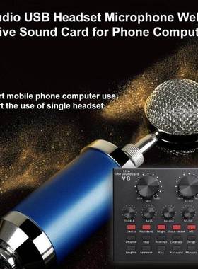 V8 Sound Card Audio SB 5.0 Headset Microphone Webcast Live S