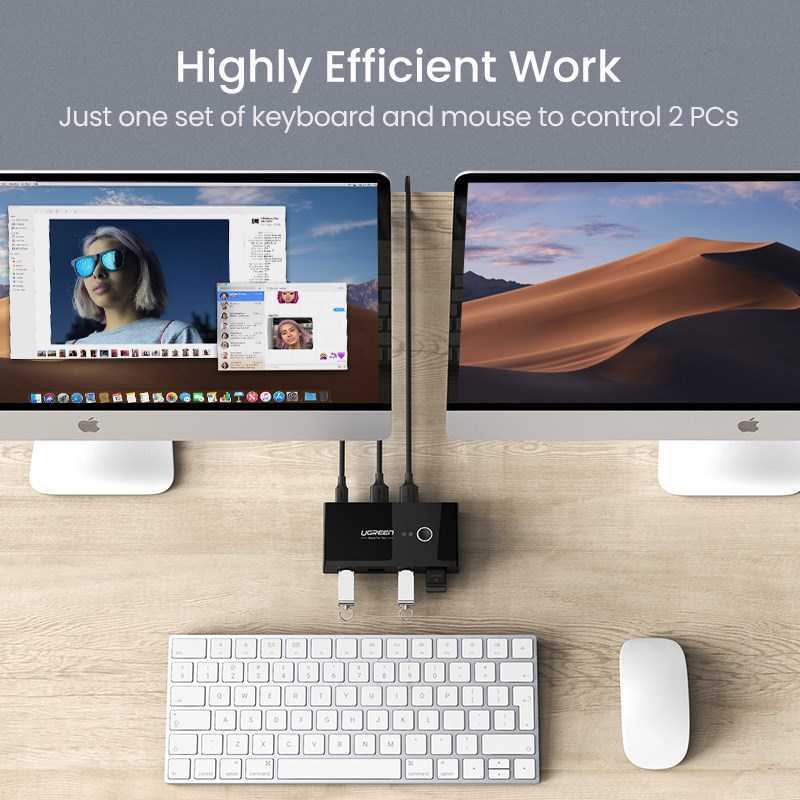 USB KVM Switch USB 3.0 2.0 Switcher for Keyboard Mouse Print