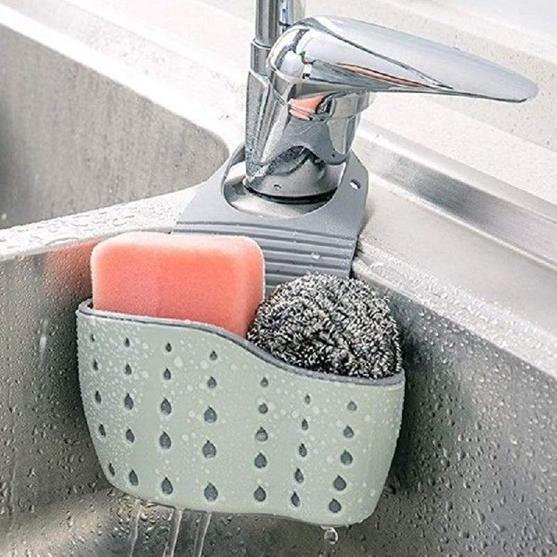 Kitchen Sink Shelf Dish Drainer  Soap Sponge Drain Rack