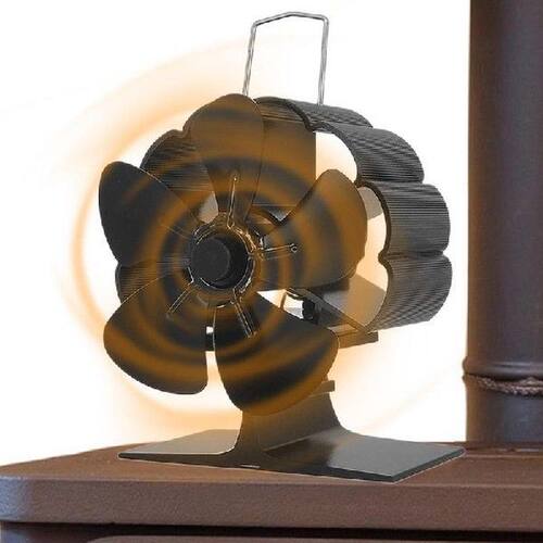 Fireplace Fan 5-Blades Wood Burning Stove Fan Heat Powered