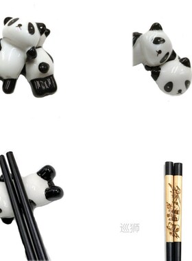 The new 2 pairs of wooden Chinese chopsticks panda pattern g