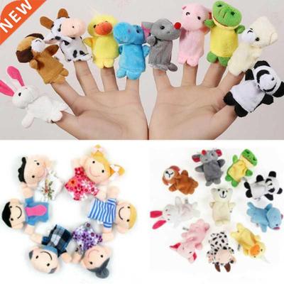 6-12Pcs Baby Plush Toy Cartoon Animal Family Finger Puppet R