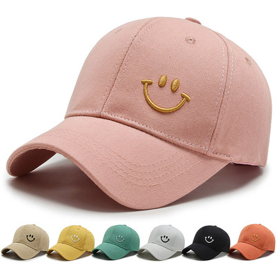 Solid Baseball Cap Women Summer Sunscreen Hat Smile Characte
