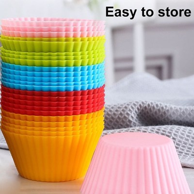 10Pcs Silicone Muffin Cups Cupcake Liners Reusable Round Cak