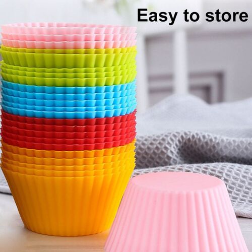 10Pcs Silicone Muffin Cups Cupcake Liners Reusable Round Cak