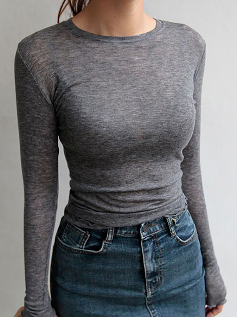 Slim High Quality Plain T Shirt Women Cotton Elastic Basic T