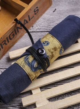 Retro Totem Pencil Case Handwork Pencils Roll Wrap Holder