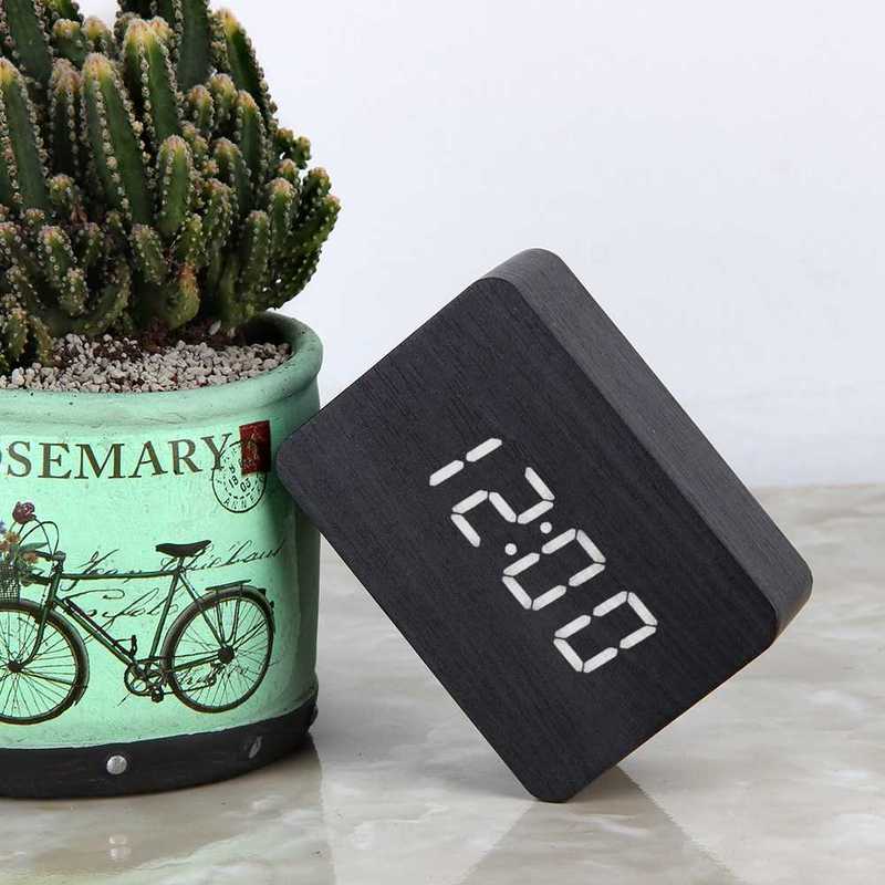 LED Wooden Clock Digital Alarm Clocks Desktop Table Clocks E