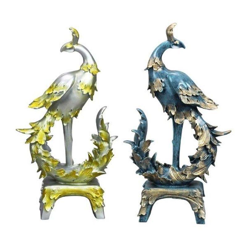 Resin Statue Desktop Garden Peacock Figurine for TV Stand图片