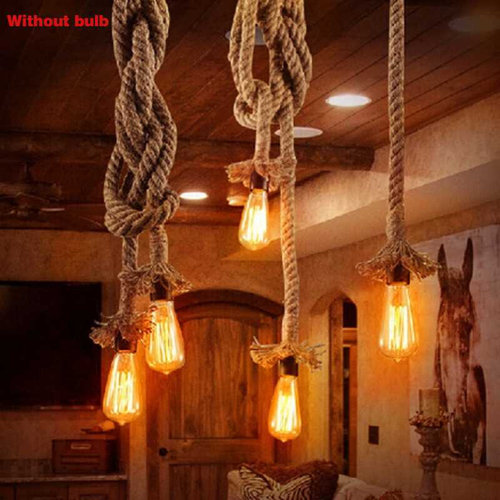 Single Heads Rope Pendant Lights Lamp Vintage Style Restaura