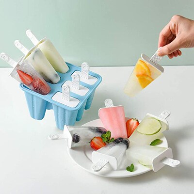 6 Pieces Popsicle Mold Silicone BPA Free IcePop Form Molds R