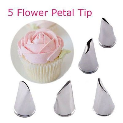 5 pcs Rose Petal Metal Cream Tips Cake Decorating Tools