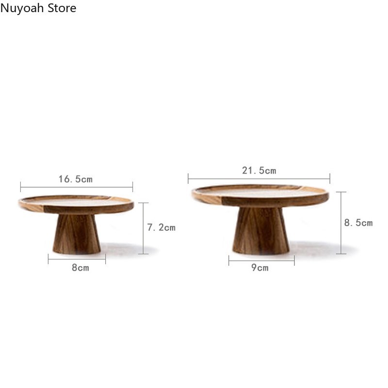 Household Round Solid Wooden Tray Fruit Snack Sushi High-foo