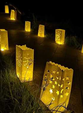 20 pcs/lot Heart Shaped Tea Light Holder Luminaria Paper Lan