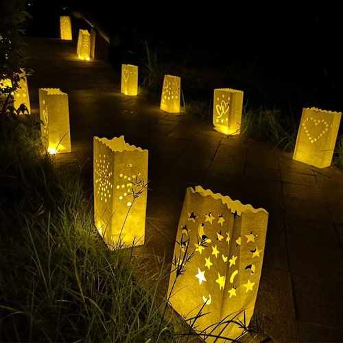 20 pcs/lot Heart Shaped Tea Light Holder Luminaria Paper Lan