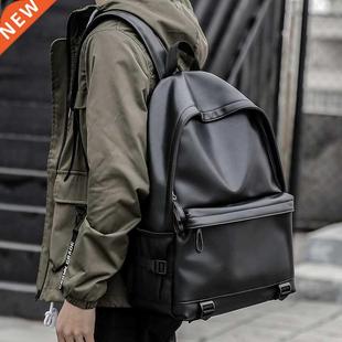 New Fashion Men Leather Backpack Black School Bags for Teena
