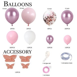 112pcs/set White Metal Pink Balloons Garland Arch Rose Gold