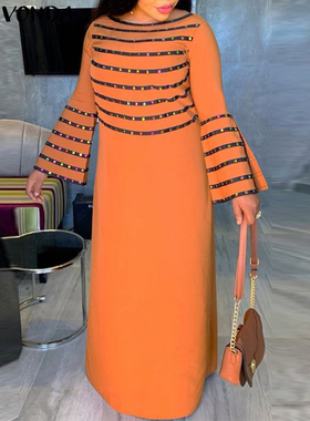 VONDA Women Summer Party Sundress 2022 Vintage Printed Long