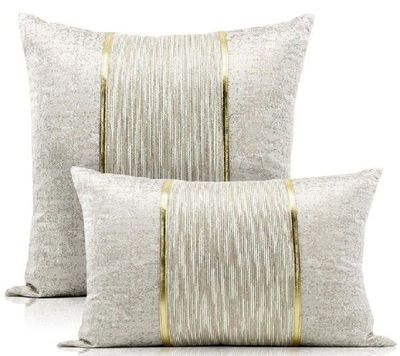 Modern light luxury white golden stripes pillowcase 45x45