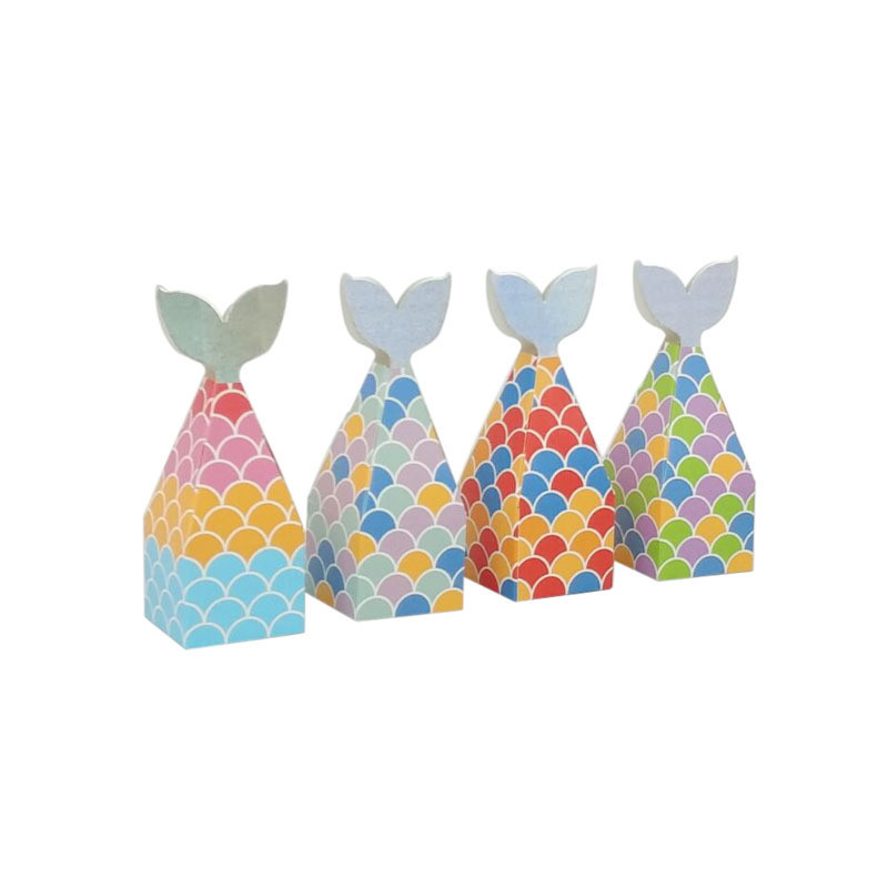 5Pcs Mermaid Tail Paper Candy Box Gift Bags Popcorn Boxes