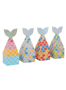 5Pcs Mermaid Tail Paper Candy Box Gift Bags Popcorn Boxes