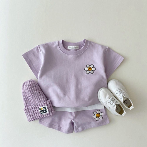 Summer New Toddler Baby Boys Girrls Clothes Sets Cartoon Flo