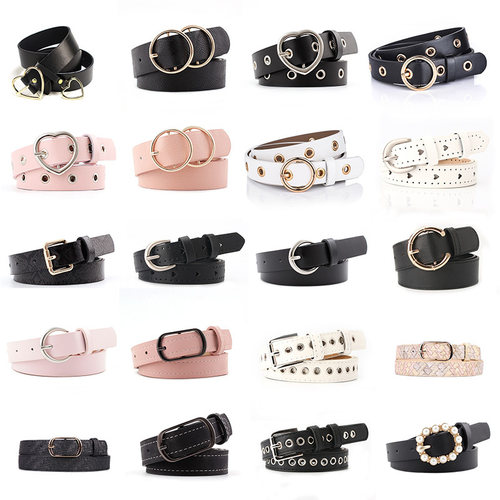 Hot Fashion Women PU Belt 66 Styles Metal Buckle Waistband D