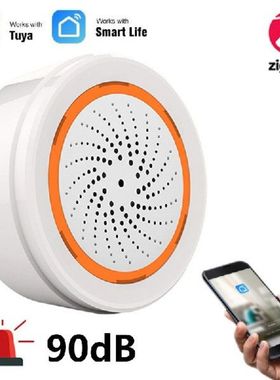 Tuya Zigbee Sensor Pintar Bawaan Alarm Sirene Nirkabel 2 In
