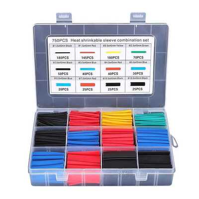 750pcs Heat Shrink Tubing Insulation Shrinkable Tubes Assort