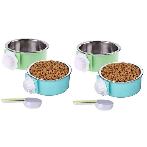 4 Pieces Crate Dog Bowl, Removable Stainless Steel Pet