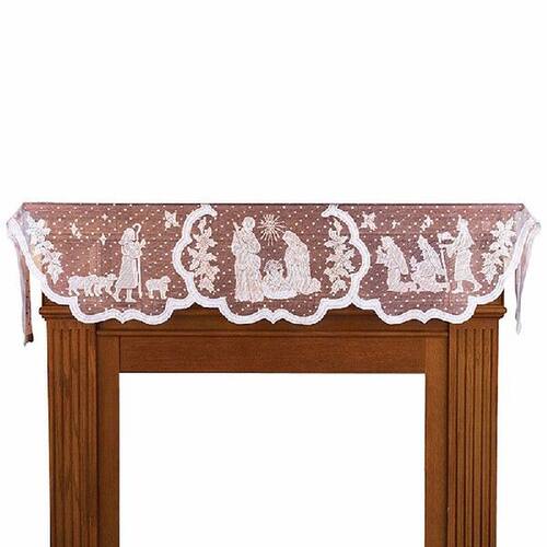 1Pcs Christmas Lace Tablecloth Virgin Mary Religious Day