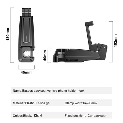 2 in1 Car Headrest Hook with Phone Holder Back Seat Hook for