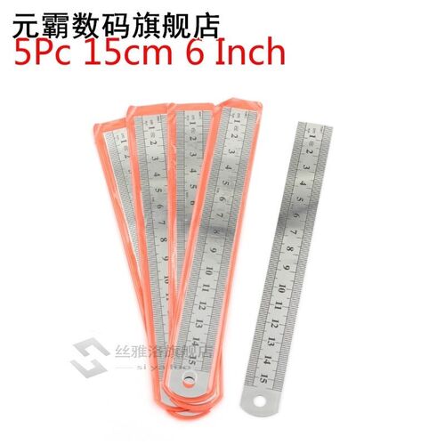 5Pc 15cm 6 Inch Stainless Steel Metal Straight Ruler Precisi