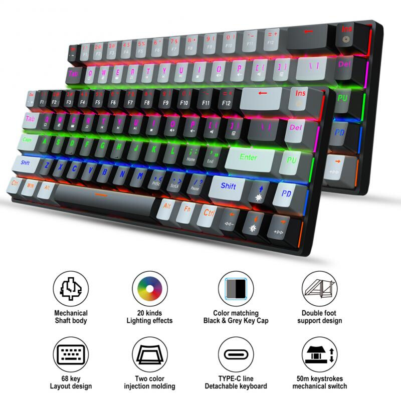 2021 New V800 Mechanical Keyboard Blue Axis Red Axis 68 Keys