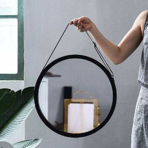 1Pcs Creative Round Hanging Mirror with Loop Modern Style