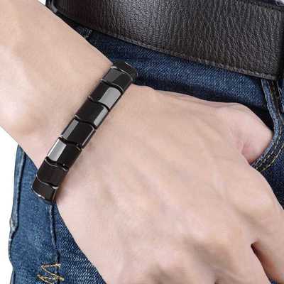 BYRIVER Real Black Tourmaline Beads Health Bracelet, Natural