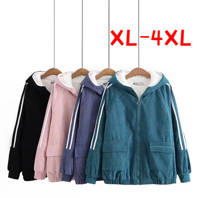 Add velvet padded jacket coat winter fat women plus size 4XL