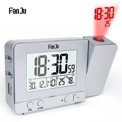 Fanju Digital Projection Alarm Clock Date Snooze Function Ba