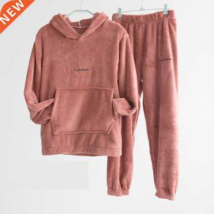 Warm Flannel Pajamas for Women Pyjama Sets Autumn Winter Pij